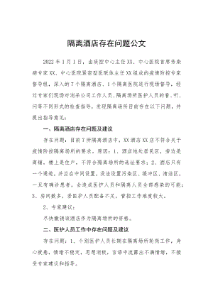 隔离酒店存在问题公文.docx