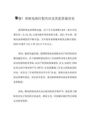 警惕！美欧电商打假共识及其监管最佳实践.docx