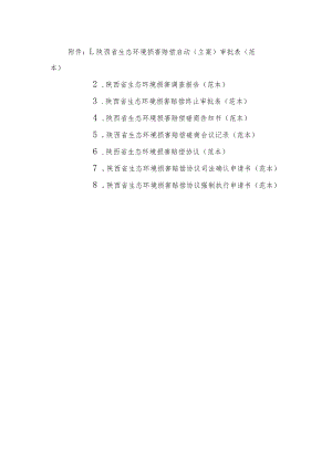 陕西省生态环境损害赔偿启动（立案）审批表、调查报告、磋商会议记录、赔偿协议、司法确认申请书（范本）.docx