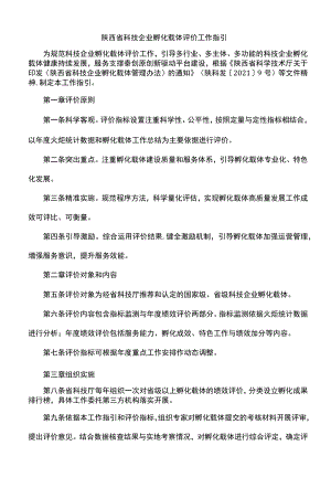 陕西省科技企业孵化载体评价工作指引-全文及指标.docx