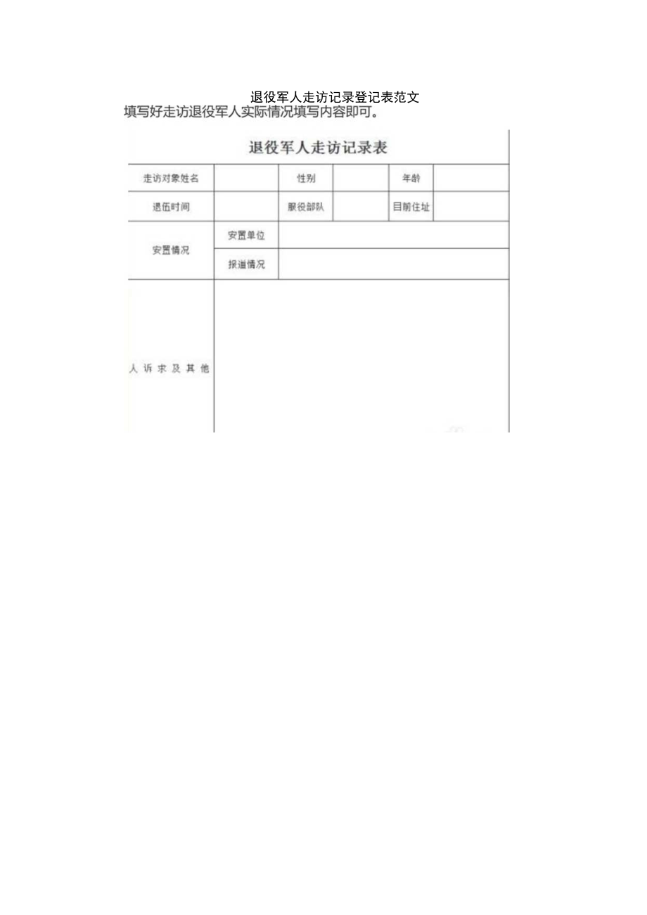 退役军人走访记录登记表范文.docx_第1页