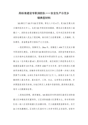 高标准建设专职消防队——安全生产示范乡镇典型材料.docx