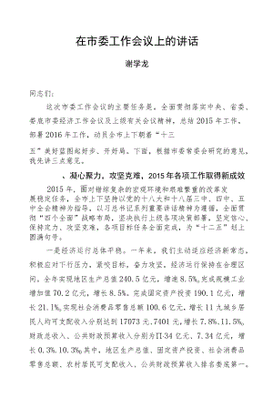 谢学龙：在市委工作会议上的讲话.docx