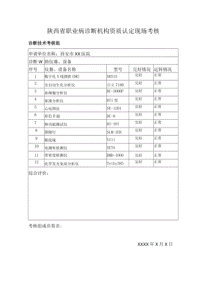 陕西省职业病诊断机构资质认定现场考核.docx