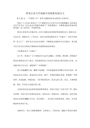 黑龙江奋力开创振兴发展新局面全文.docx