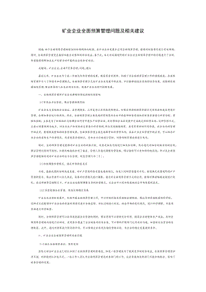 矿业企业全面预算管理问题及相关建议.docx
