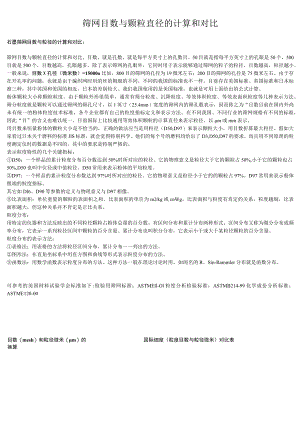 颗粒直径和目数表.docx