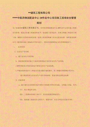 项目部安全管理、安全达标计划.docx