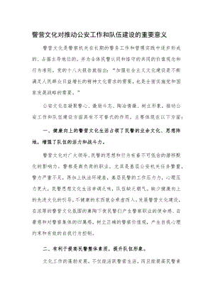 警营文化对推动公安工作和队伍建设的重要意义.docx
