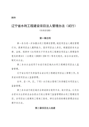 辽宁省水利工程建设项目法人管理办法（试行）.docx