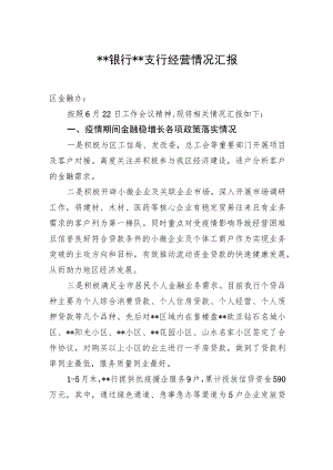 银行支行经营情况汇报.docx