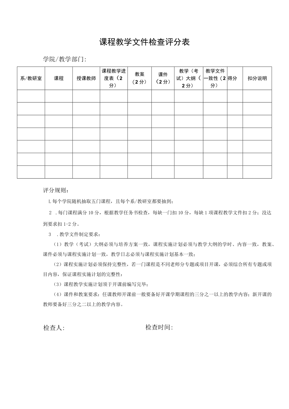 课程教学文件检查评分表.docx_第1页
