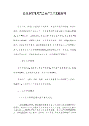 县应急管理局安全生产工作汇报材料.docx