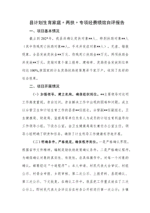县计划生育家庭“两扶”专项经费绩效自评报告.docx