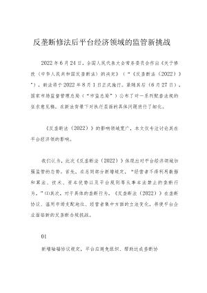 反垄断修法后平台经济领域的监管新挑战.docx