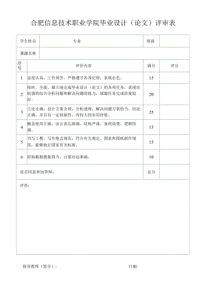 合肥信息技术职业学院毕业设计论文评审表.docx