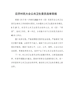 召开村民大会公共卫生委员选举简报.docx