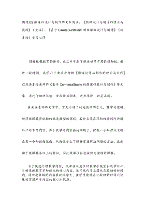 围绕B2 微课程设计与制作的文本阅读《微课设计与制作的理论与实践》(黄瑶)、《基于Camtasia Studio的微课程设计与制作》(汤才梅) 学习心得.docx