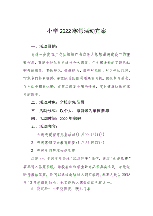小学2022寒假活动方案.docx