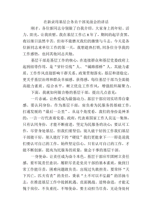 在新录用基层公务员干部见面会的讲话.docx