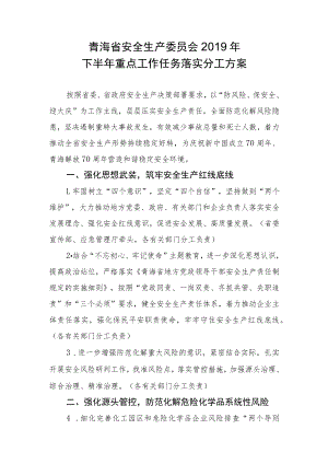 安全生产重点工作任务落实分工方案.docx