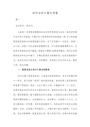 如何当好乡镇长两篇.docx