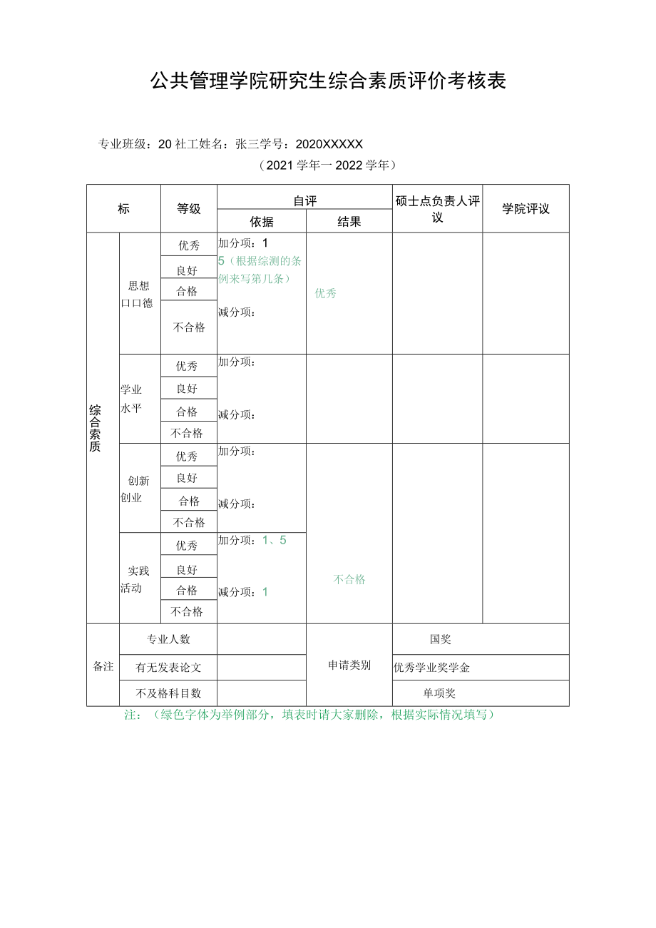 外国语学院本科生综合素质评价考核表.docx_第1页