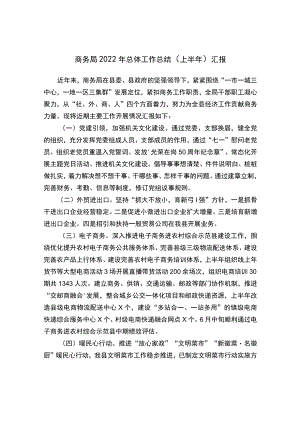 商务局2022年总体工作总结（上半年）汇报.docx