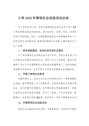 小学2022年寒假社会实践活动总结.docx