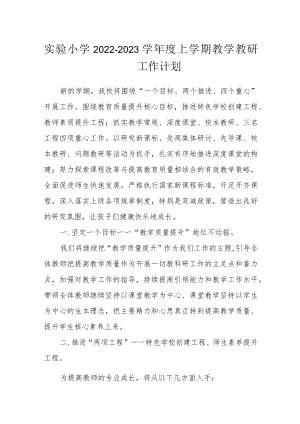 实验小学2022-2023学年度上学期教学教研工作计划.docx