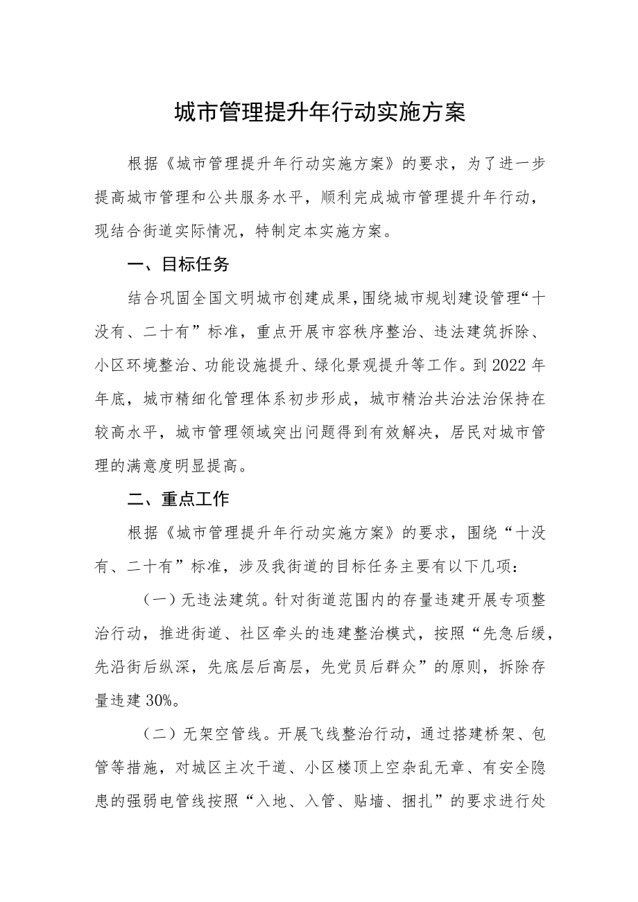 城市管理提升年行动实施方案.docx_第1页