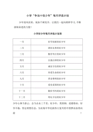 小学“争当十佳少年”每月评选计划表.docx