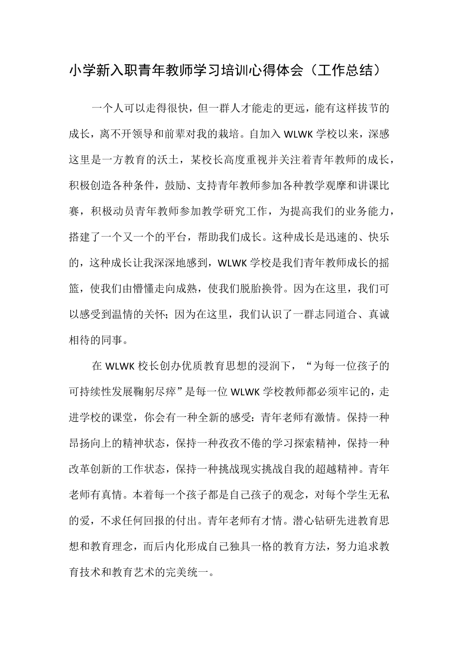 小学新入职青年教师学习培训心得体会（工作总结）.docx_第1页