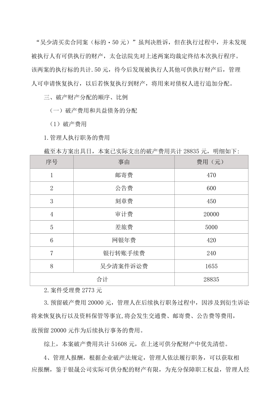 太仓市银晟制衣有限公司破产财产分配方案.docx_第1页