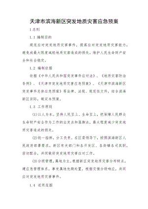 天津市滨海新区突发地质灾害应急预案.docx