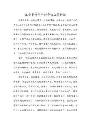 在全市领导干部会议上的讲话.docx