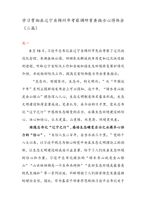 学习贯彻在辽宁省锦州市考察调研重要指示心得体会（二篇）.docx