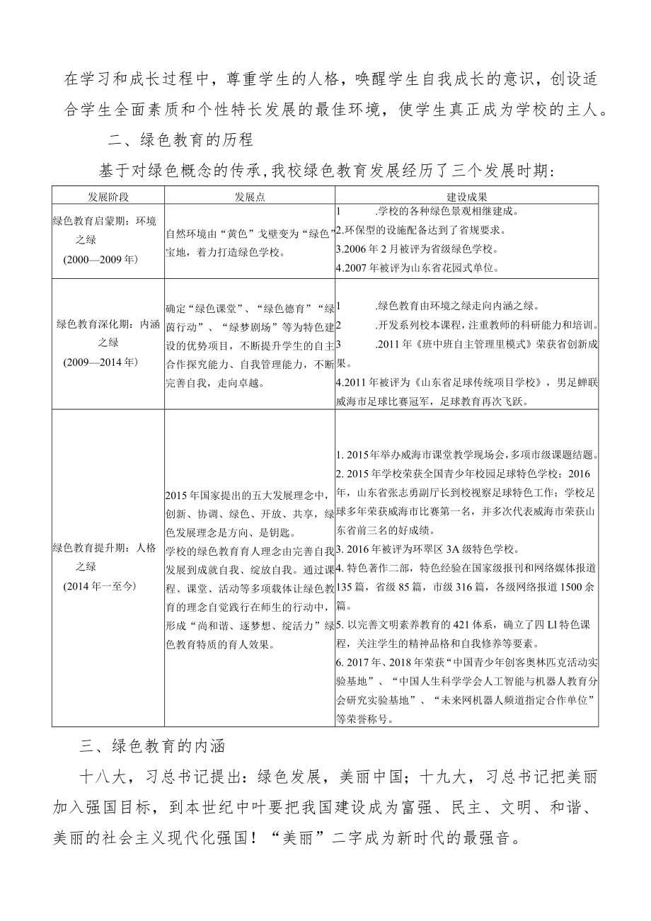 唤醒生命的自我成长——中学绿色教育特色创建报告.docx_第2页