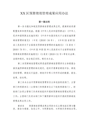 XX区预算绩效管理成果应用办法.docx