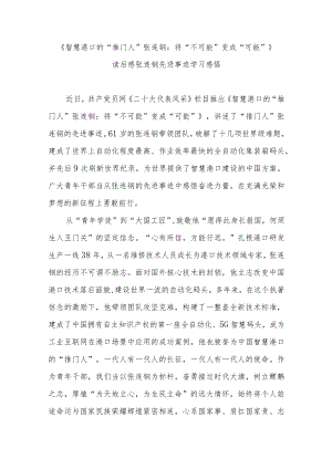 《智慧港口的“推门人”张连钢：将“不可能”变成“可能”》读后感张连钢先进事迹学习感悟.docx