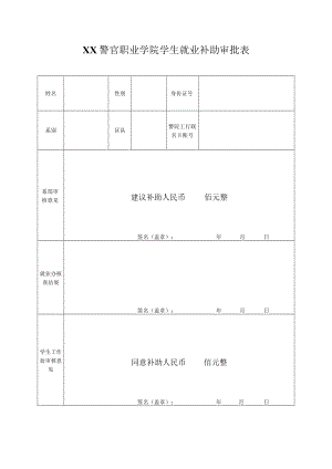 XX警官职业学院学生就业补助审批表.docx