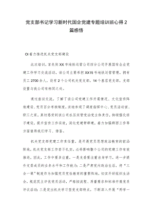 党支部书记学习新时代国企党建专题培训班心得2篇感悟.docx
