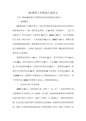 XX集团工作情况汇报范文.docx
