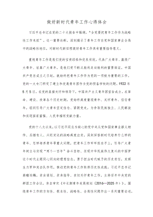 做好新时代青年工作心得体会.docx