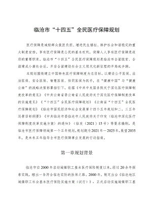 临沧市“十四五”全民医疗保障规划.docx