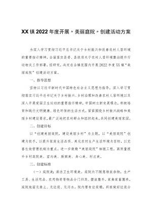 XX镇2022年度开展“美丽庭院”创建活动方案.docx