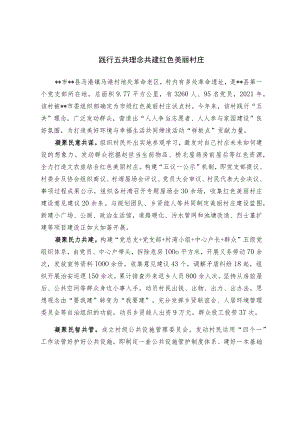 【经验总结】践行五共理念 共建红色美丽村庄.docx