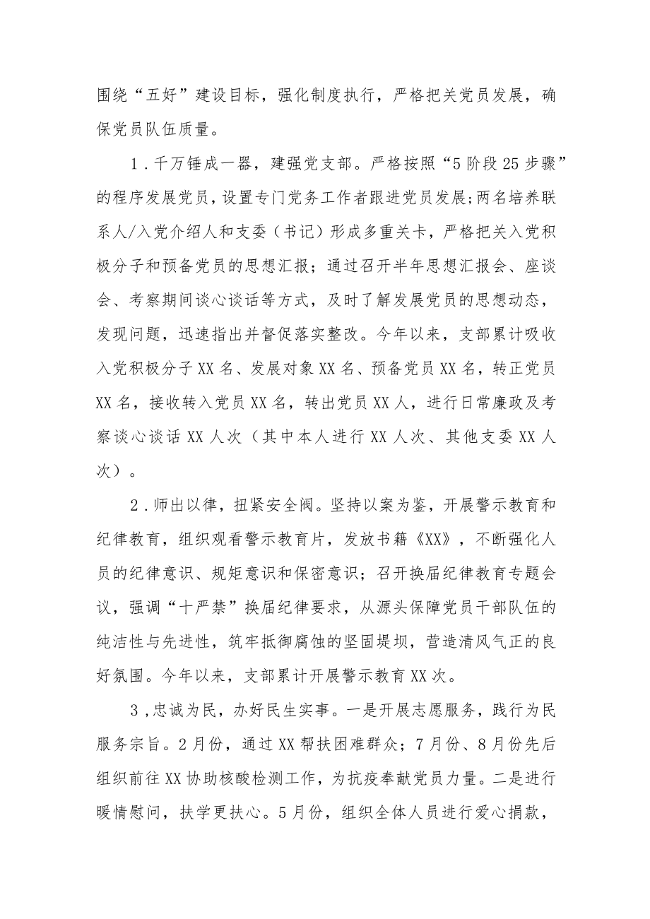 2022年度党支部书记个人述职述廉报告两篇.docx_第3页