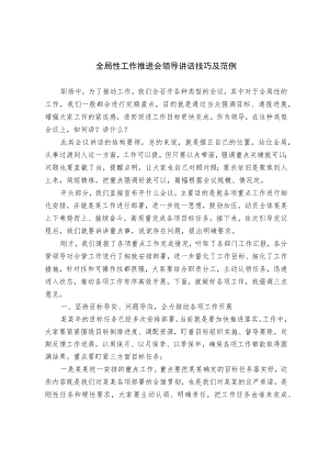 全局性工作推进会领导讲话技巧及范例.docx