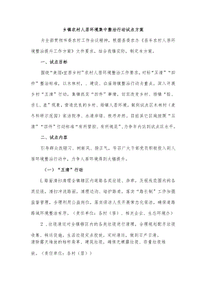 乡镇农村人居环境集中整治行动试点方案.docx